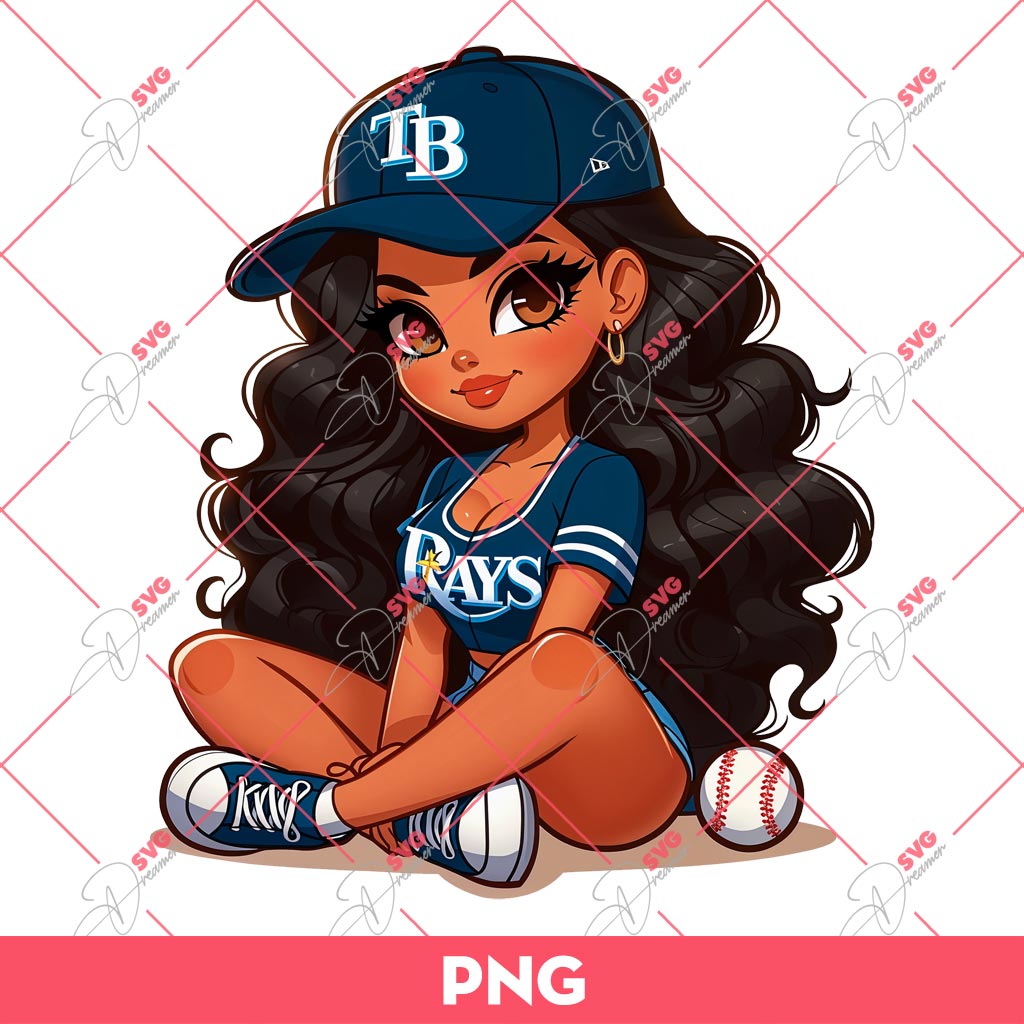 Chicana Girl Tampa Bay Rays PNG, Latina Girl Baseball PNG