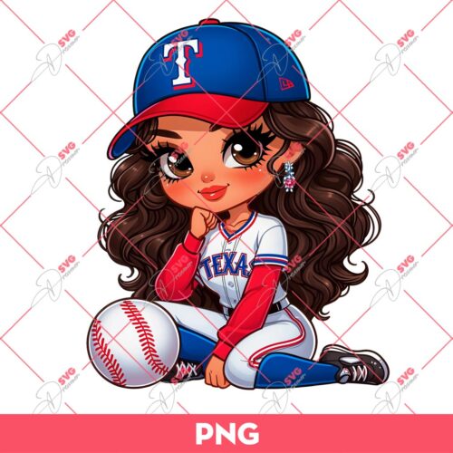 Chicana Girl Texas Rangers PNG, Cute Latina Girl Rangers Baseball PNG