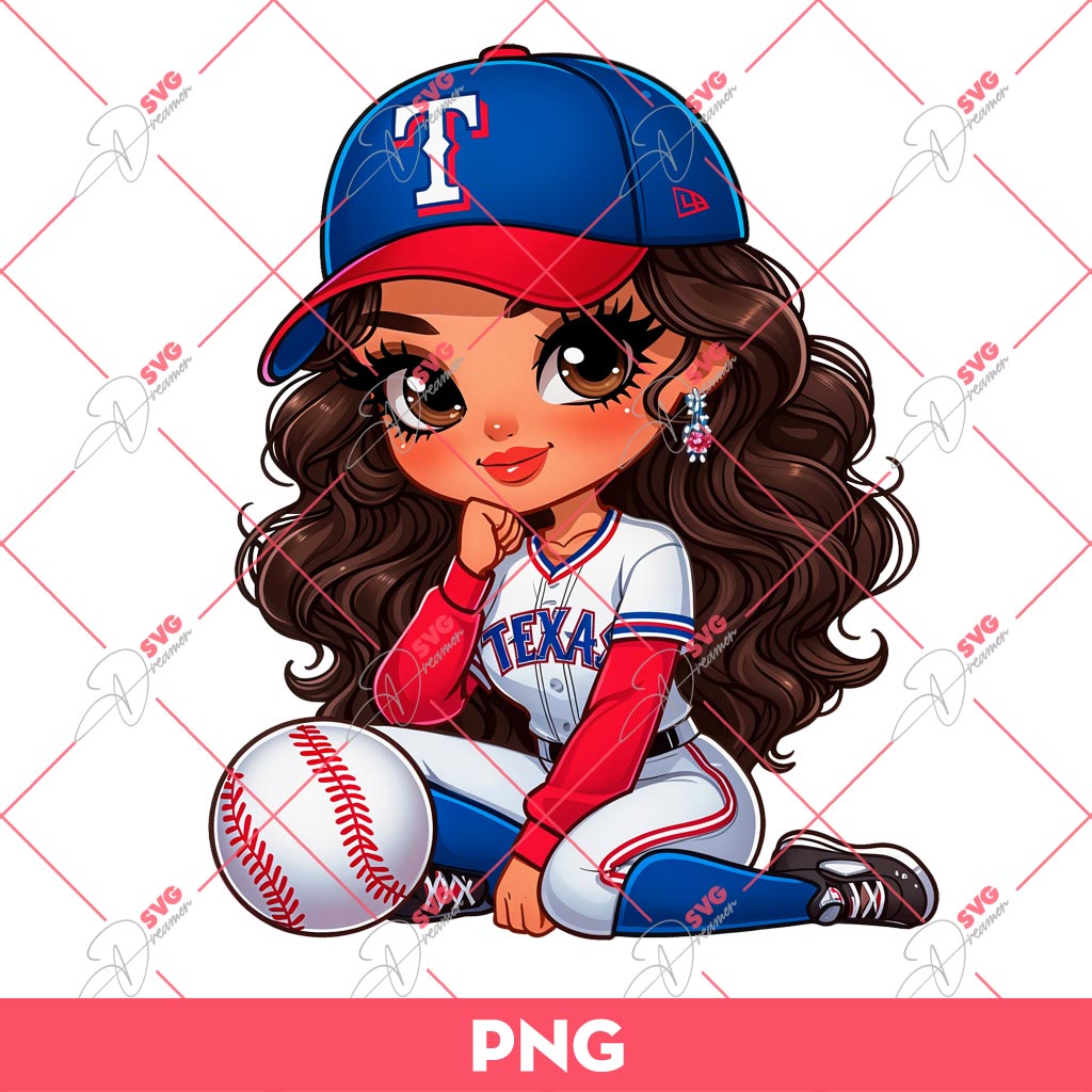 Chicana Girl Texas Rangers PNG, Cute Latina Girl Rangers Baseball PNG