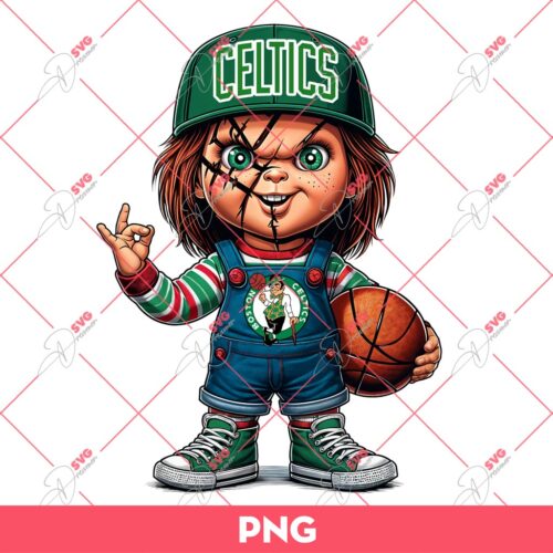 Chucky Celtics PNG, Horror Chucky Doll Player Basketball PNG, Boston Celtics PNG
