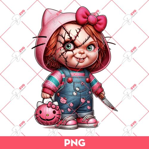 Chucky Kitty Halloween PNG, Cute Hello Chucky PNG, Hello Kitty Chucky PNG