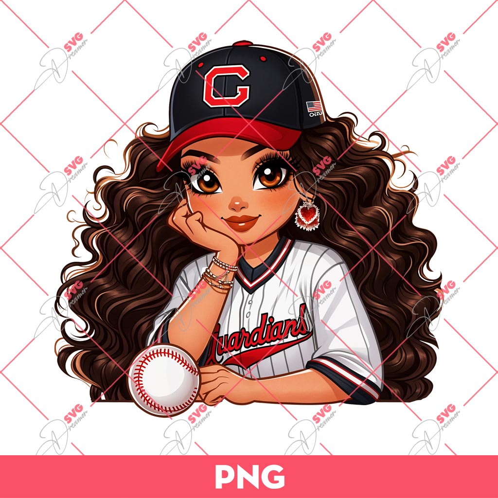 Cleveland Guardians Chicana Girl PNG, Latina Girl Baseball PNG