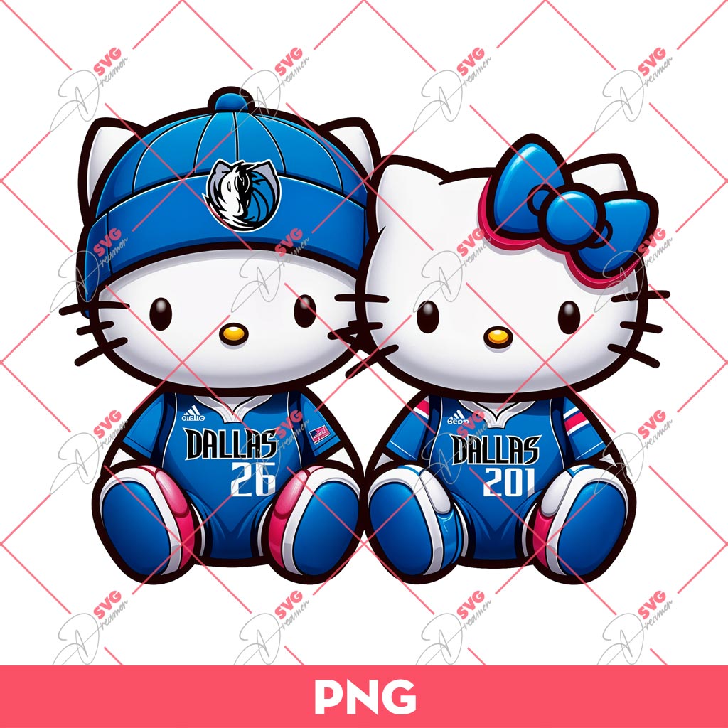 Couple Hello Kitty Dallas Mavericks PNG, Hello Kitty NBA Basketball PNG