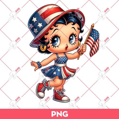 Cute Betty Boop America PNG, Betty Boop Celebrate Independence Day PNG, 04th Of July PNG