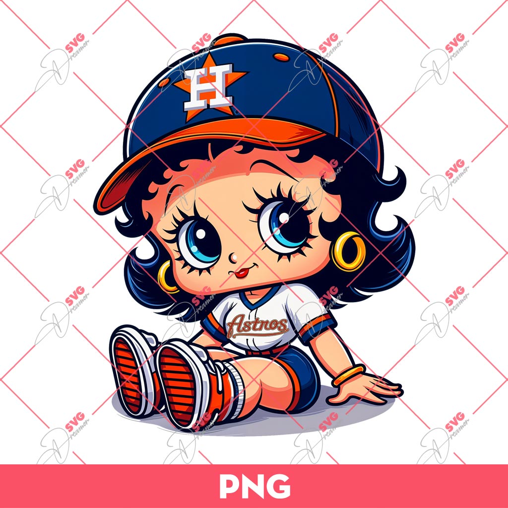 Cute Betty Boop Houston Astros PNG, Betty Boop Baseball PNG