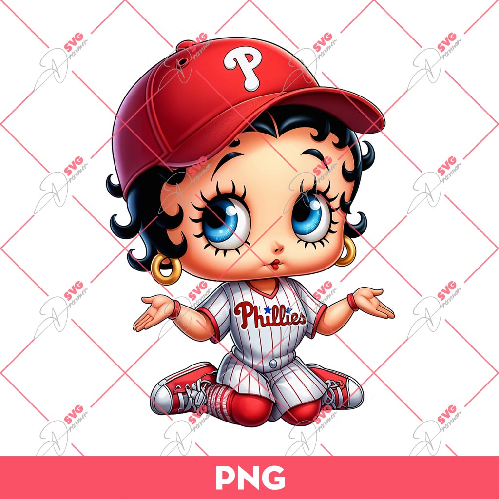 Cute Betty Boop Philadelphia Phillies PNG, Betty Boop Baseball PNG