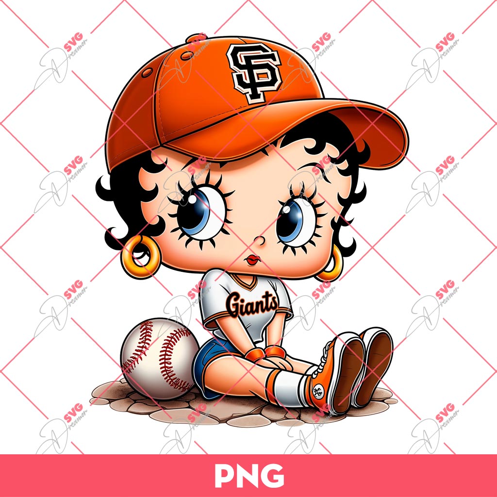 Cute Betty Boop San Francisco Giants PNG, Betty Boop Baseball PNG