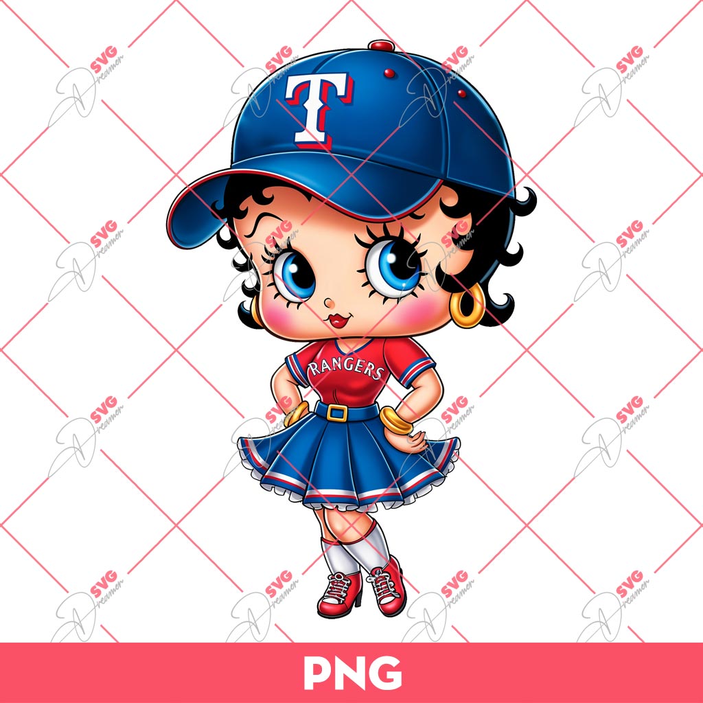 Cute Betty Boop Texas Rangers PNG, Betty Boop Baseball PNG
