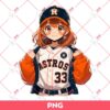 Cute Cartoon Girl Fan Houston Astros Baseball PNG, Cute Girl Houston Astros PNG