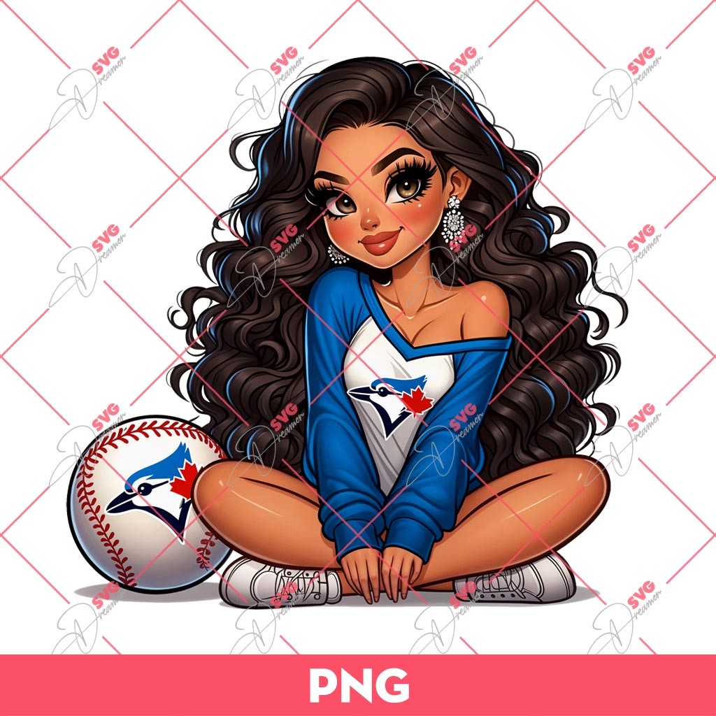 Cute Chicana Girl Blue Jays Baseball PNG, Latina Girl Toronto Blue Jays MLB PNG