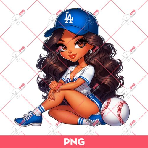 Cute Chicana Girl Dodgers Baseball PNG, Latina Girl LA Dodgers PNG