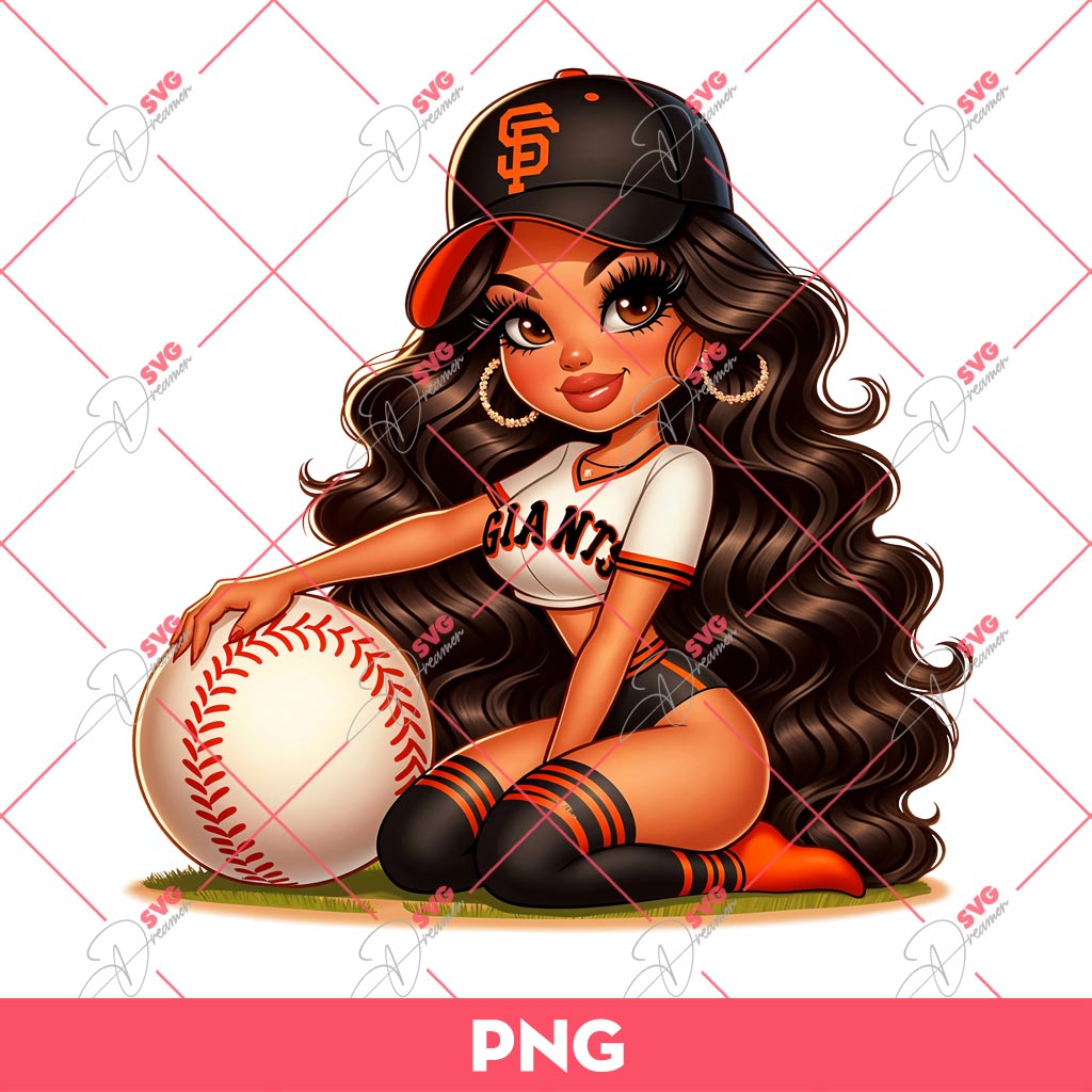 Cute Chicana Girl SF Giants PNG, Latina Girl San Francisco Giants Baseball PNG