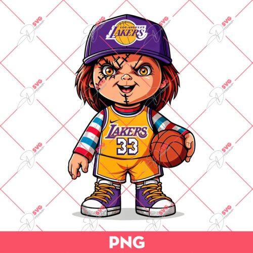 Cute Chucky Doll LA Lakers PNG, Chucky Lakers NBA Basketball PNG