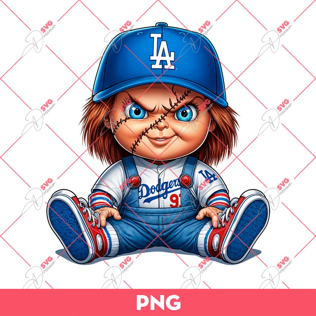 Cute Chucky LA Dodgers PNG, Chucky Los Angeles Dodgers Baseball PNG