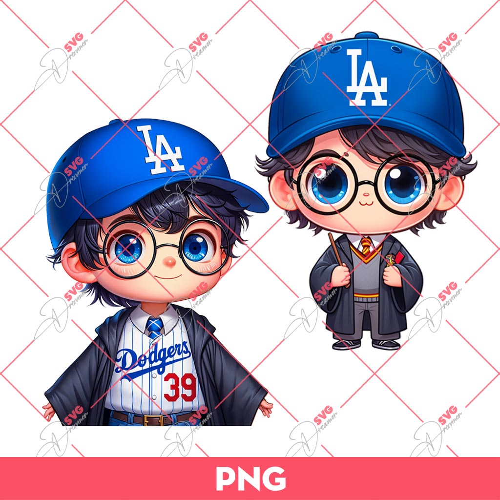 Cute Harry Potter Dodgers PNG, Harry Potter Wearing Los Angeles Dodgers Outfits PNG