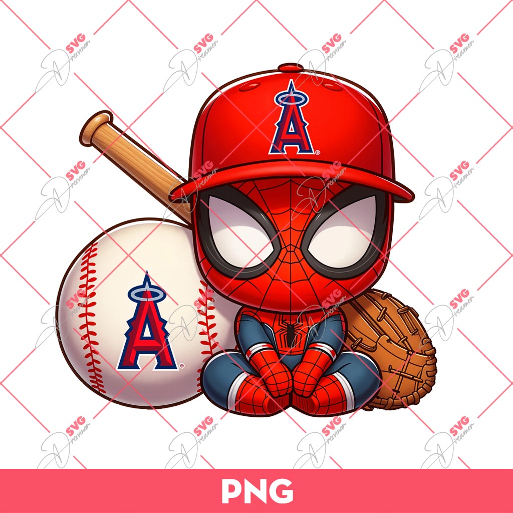 Cute Spiderman Angels Baseball PNG, Superhero Los Angeles Angels PNG