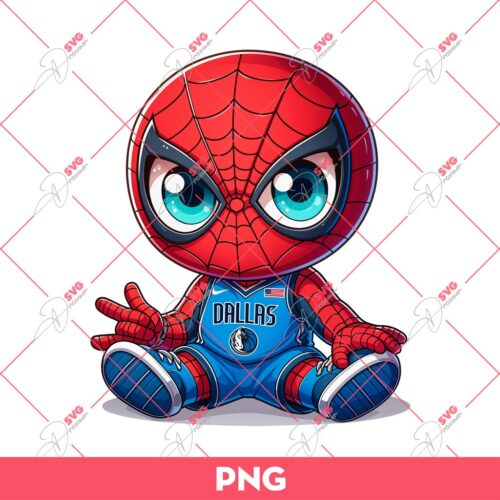 Cute Spiderman Dallas Mavericks PNG, Superhero Basketball PNG