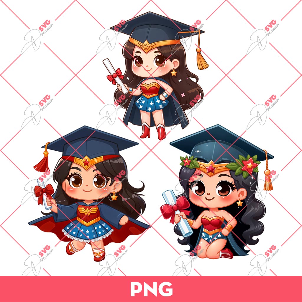Cute Wonder Woman Graduation 2024 PNG, Avengers Superhero Graduation PNG