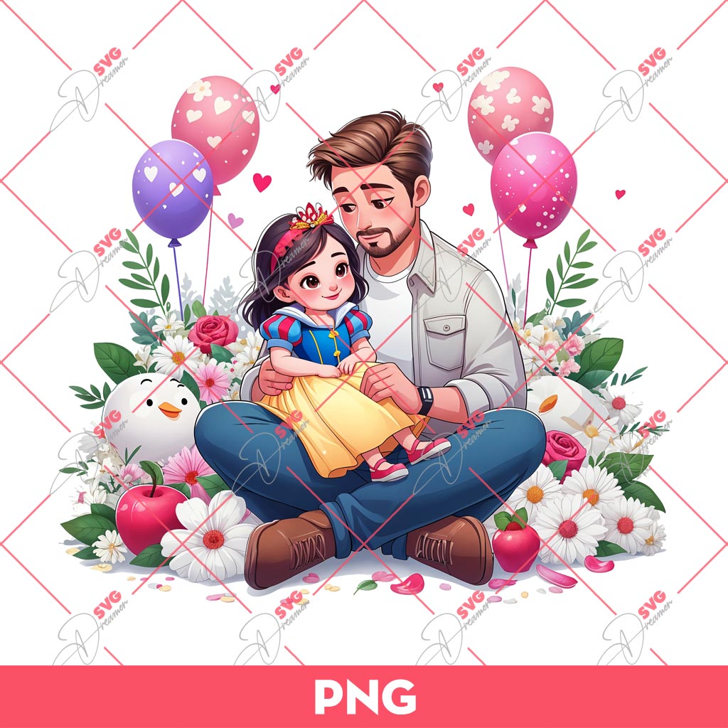 Dad And Daughter Snow White Princess PNG, Happy Fathers Day PNG, Dad And Girl Princess PNG