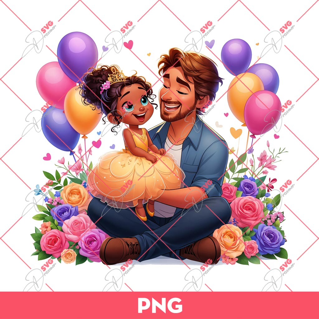 Dad And Daughter Tiana Princess PNG, Happy Fathers Day PNG, Dad And Girl Princess PNG