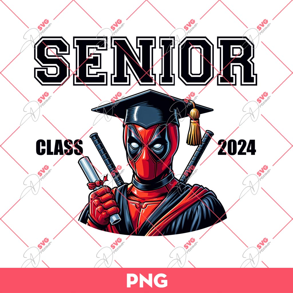 Deadpool Graduation 2024 PNG, Superhero Graduation PNG, Senior Class 2024 PNG