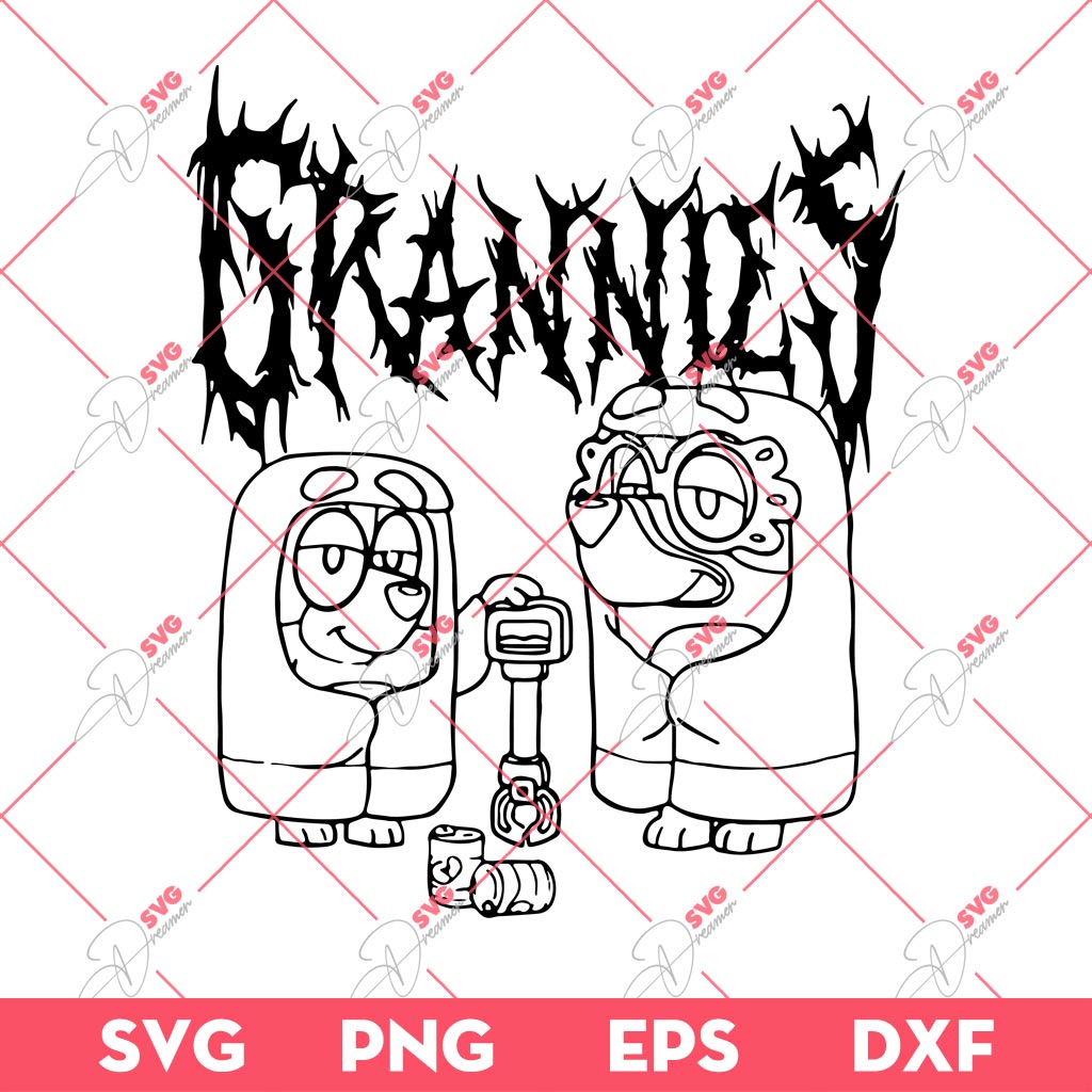 Death Metal Bluey Grannies Rita And Janet SVG, Bluey Grannies SVG PNG EPS DXF