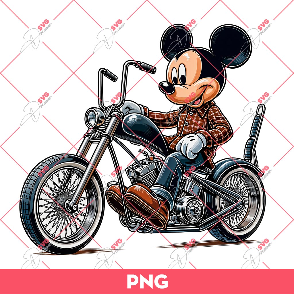 Disney Mickey Mouse Lowrider PNG, Chicano Mickey And Motorbike PNG