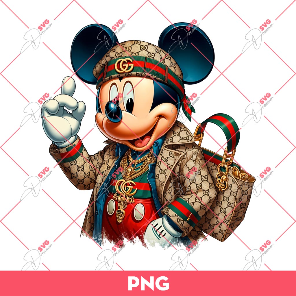 Disney Mickey Mouse Wearing Gucci Fashion PNG, Mickey Gucci PNG