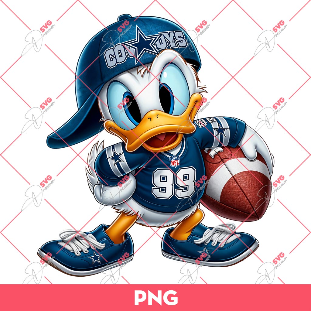 Donald Cowboys NFL PNG, Disney Donald Duck Dallas Cowboys Football PNG