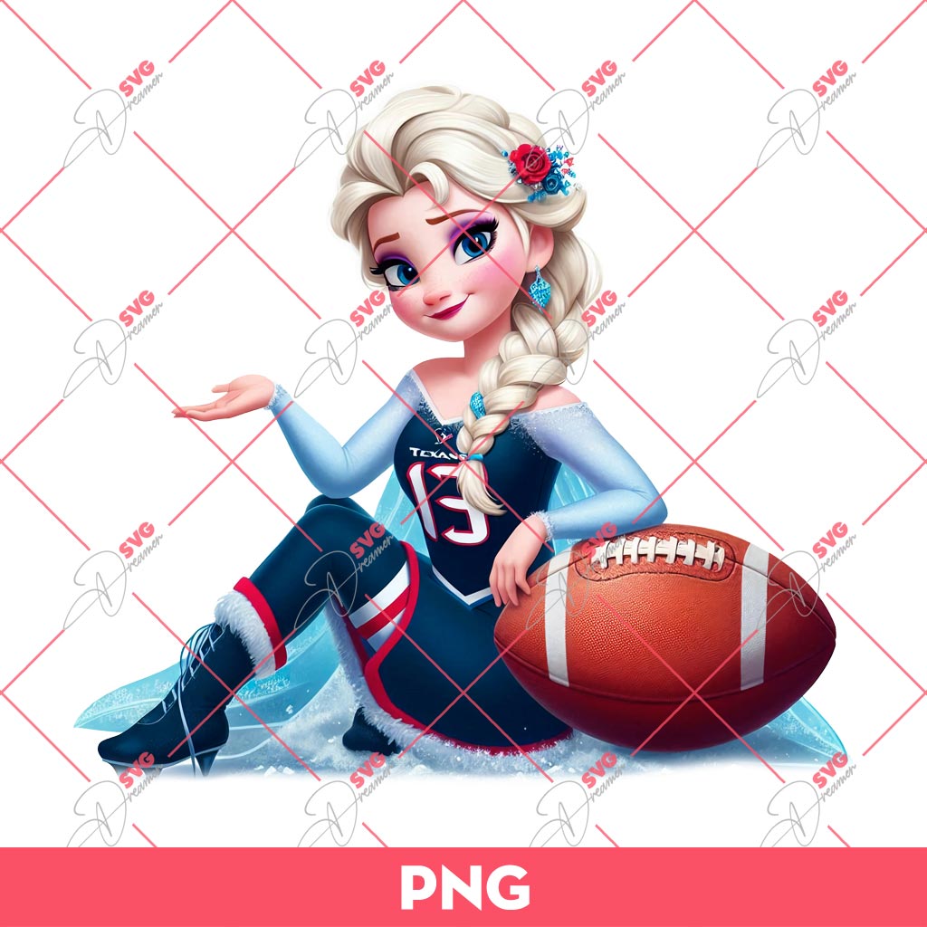 Elsa Frozen Houston Texans PNG, Elsa Princess Football PNG
