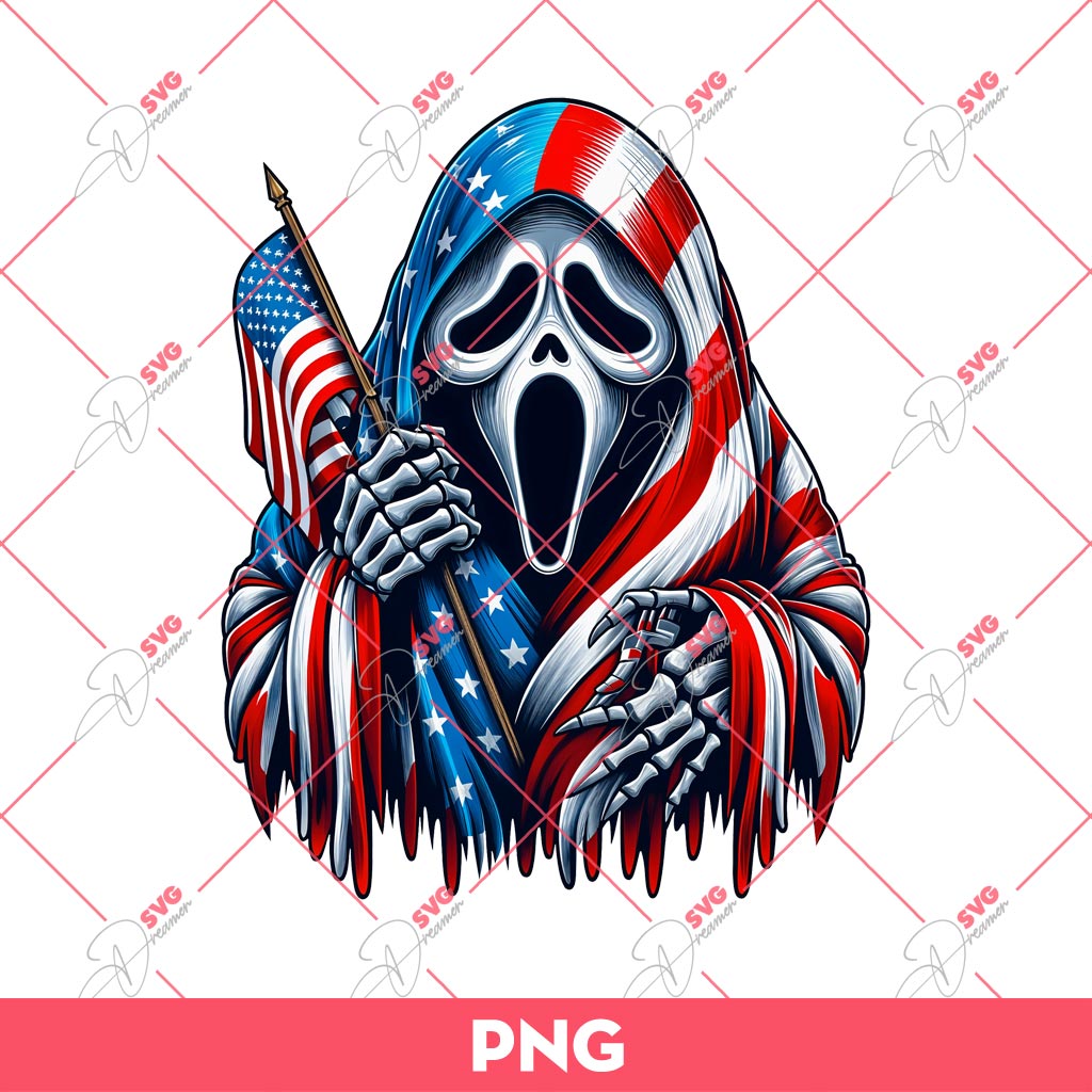Ghost Face US Flag PNG, Ghostface 04th Of July PNG, Horror Independence Day PNG