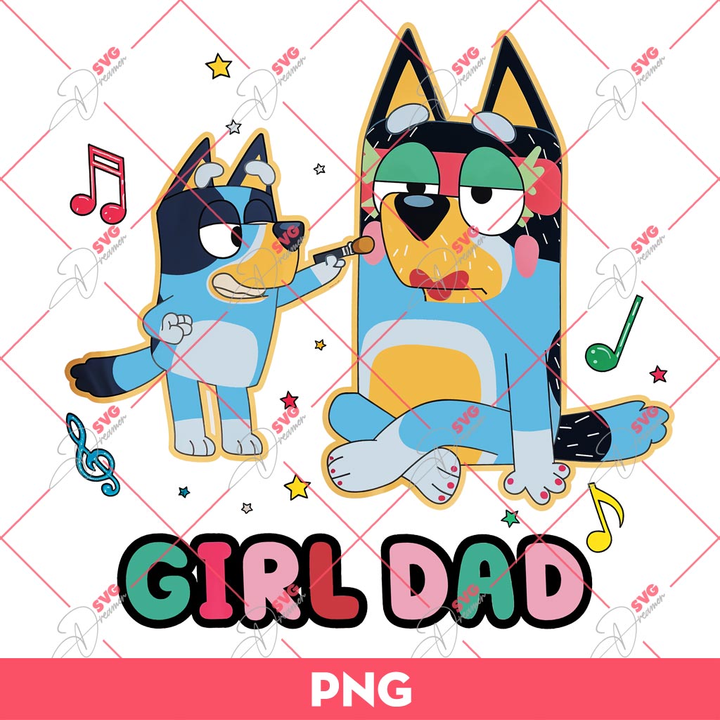 Girl Dad Bluey PNG, Bluey And Father PNG, Fathers Day PNG