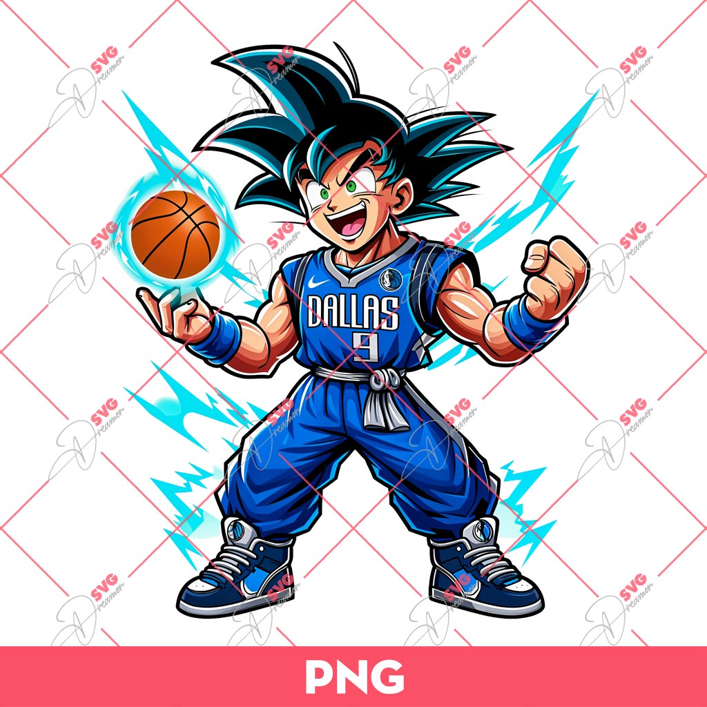 Goku Dallas Mavericks PNG, Dragonball Goku NBA Basketball PNG