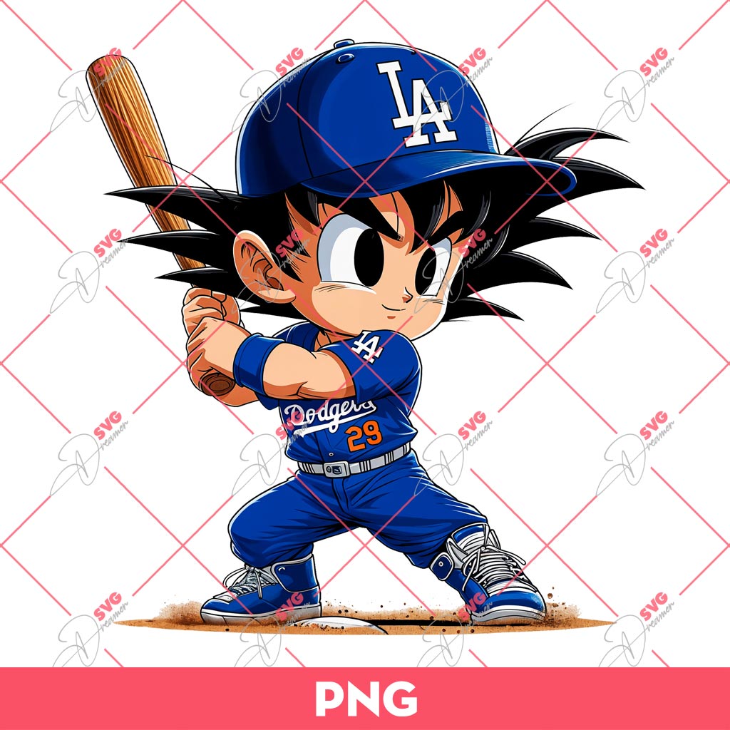 Goku LA Dodgers PNG, Dragonball Goku Los Angeles Dodgers Baseball PNG
