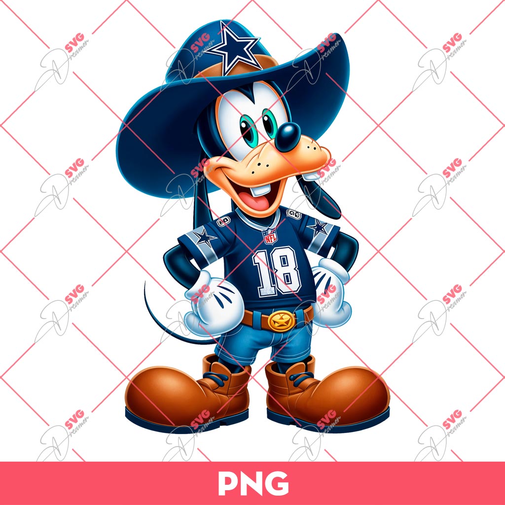 Goofy Dog Dallas Cowboys PNG, Disney Goofy NFL Football PNG