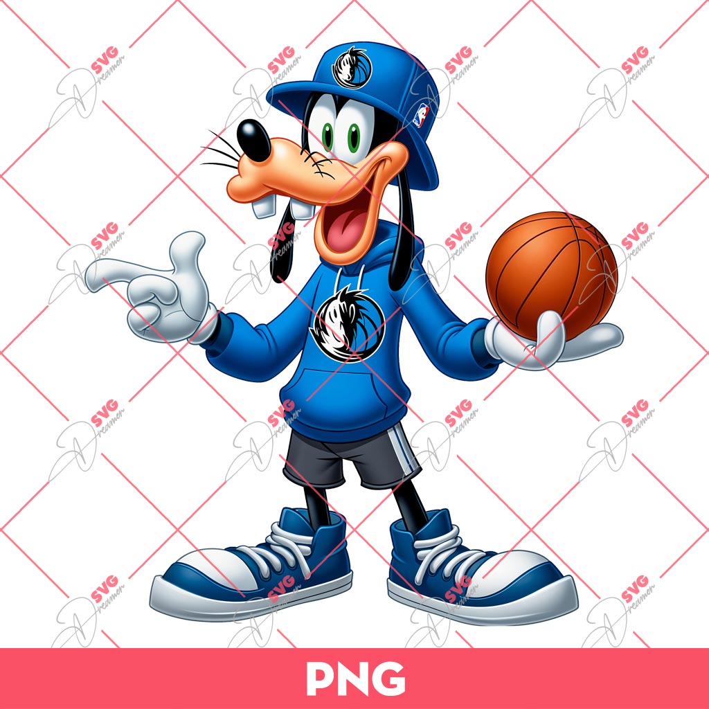 Goofy Dog Dallas Mavericks PNG, Disney Goofy NBA Basketball PNG