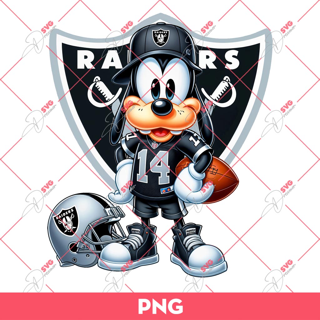 Goofy Dog Las Vegas Raiders PNG, Disney Goofy NFL Football PNG