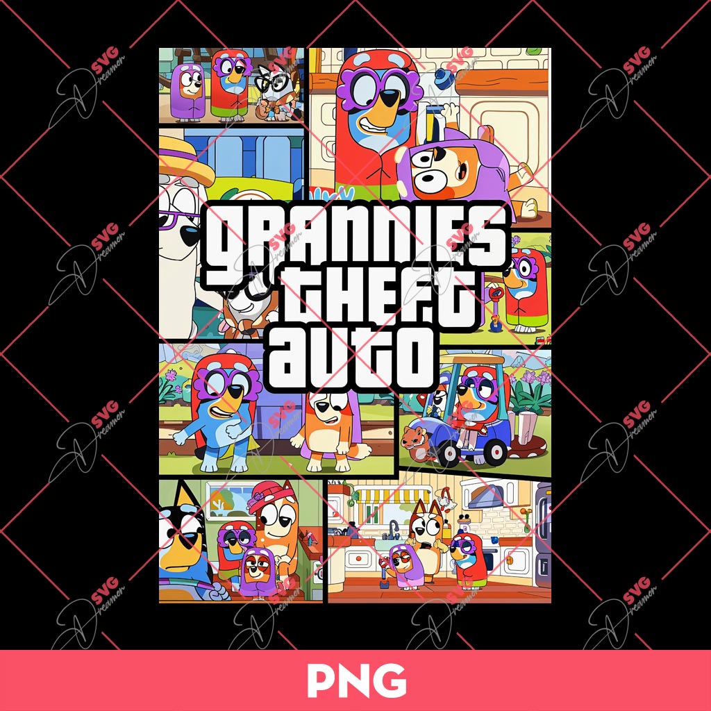 Grannies Theft Auto Bluey Dog PNG, Bluey Friends PNG