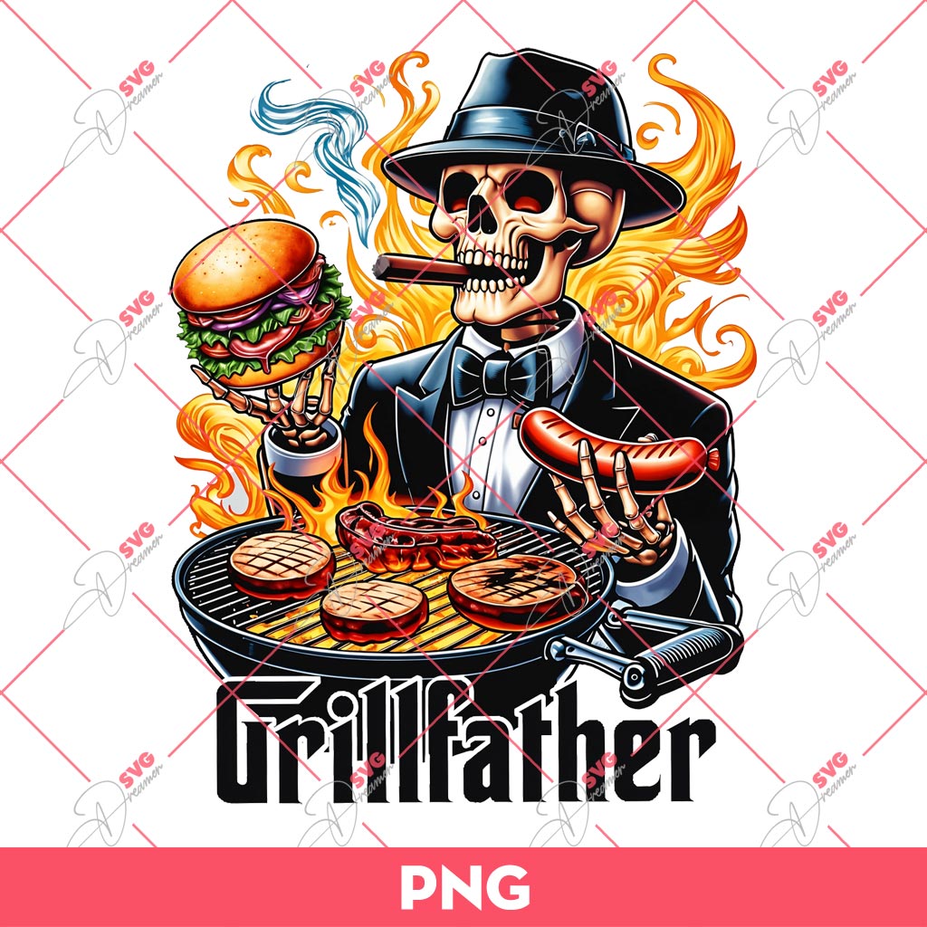Grillfather Skeleton PNG, Fathers Day Gift PNG