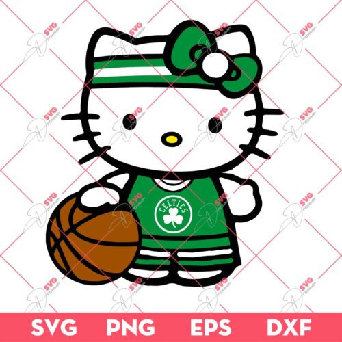 Hello Kitty Boston Celtics SVG PNG DXF EPS, Kitty Celtics Basketball SVG PNG