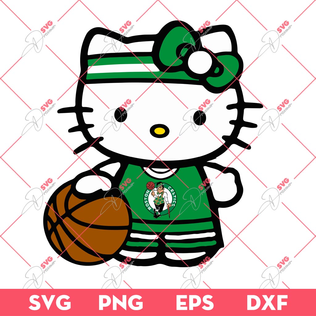 Hello Kitty Boston Celtics SVG, Kitty Celtics Basketball SVG