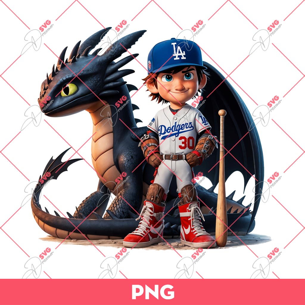 Hiccup And Dragon Dodgers PNG, How To Train Your Dragon Movie Baseball PNG