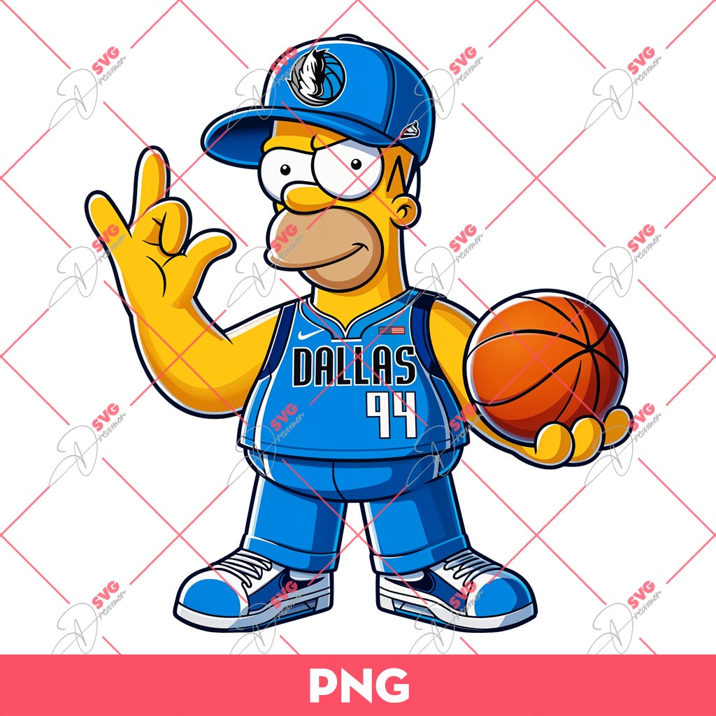Homer Simpson Dallas Mavericks PNG, Simpson NBA Basketball PNG