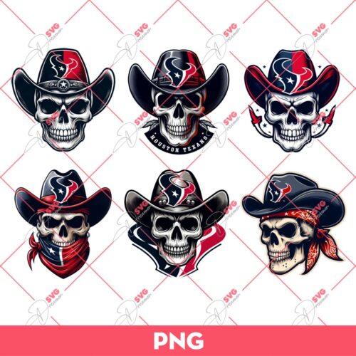 Houston Texans Skull PNG, Skeleton Houston Texans Football PNG
