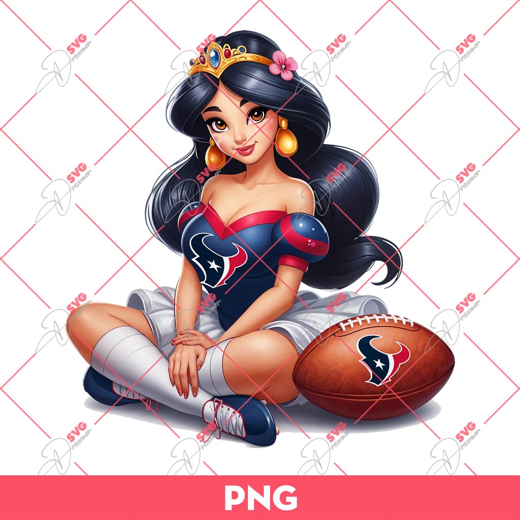 Jasmine Princess Houston Texans PNG, Disney Princess Football PNG