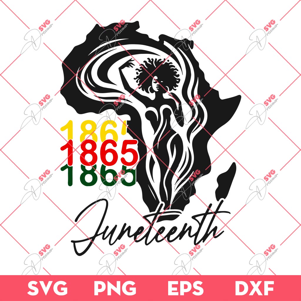 Juneteenth 1865 Afro Girl SVG PNG, Freedom Day SVG PNG, Black Live Matter SVG PNG EPS DXF