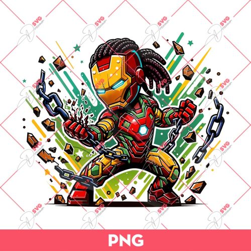 Juneteenth Iron Man PNG, Superhero Avengers Juneteenth Breaking Every Chain PNG, Black History PNG