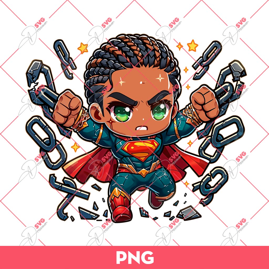 Juneteenth Superman PNG, Superhero Juneteenth Breaking Every Chain PNG, Black History PNG