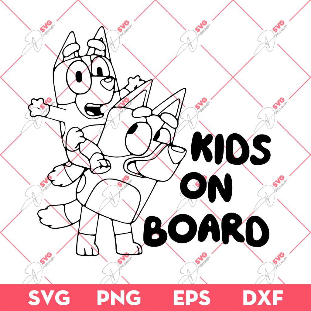 Kids On Board Bluey Bingo SVG PNG EPS DXF