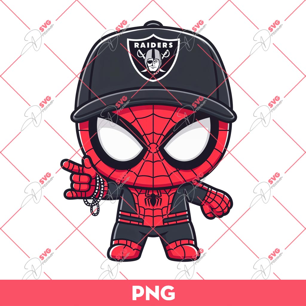 LV Raiders Spiderman PNG, Superhero Football Las Vegas Raiders PNG